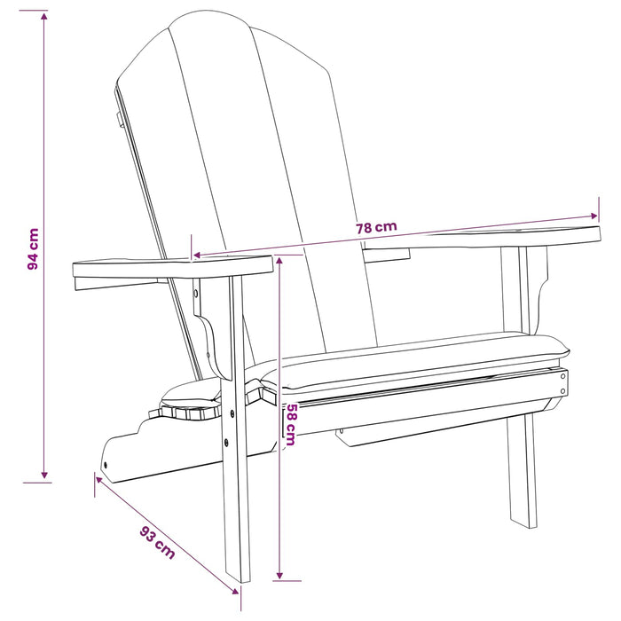 Fotoliu Adirondack pentru grădină natural Lemn solid de tec WALTI