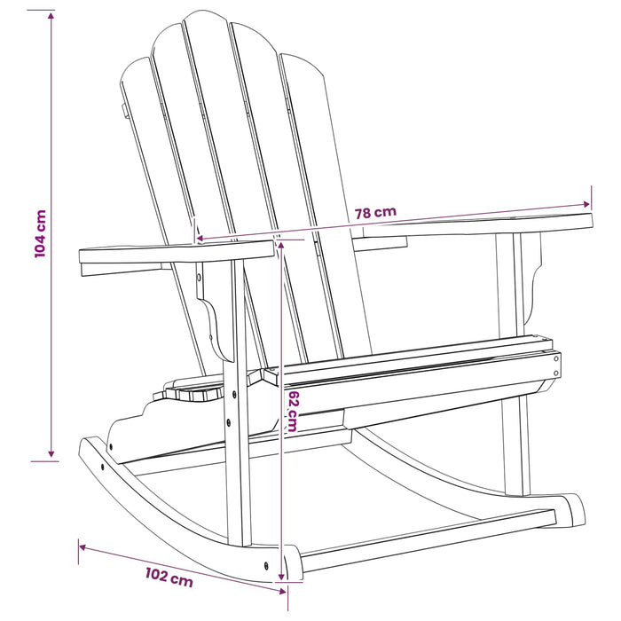 Scaun de balansoar Adirondack pentru grădină natural WALTI