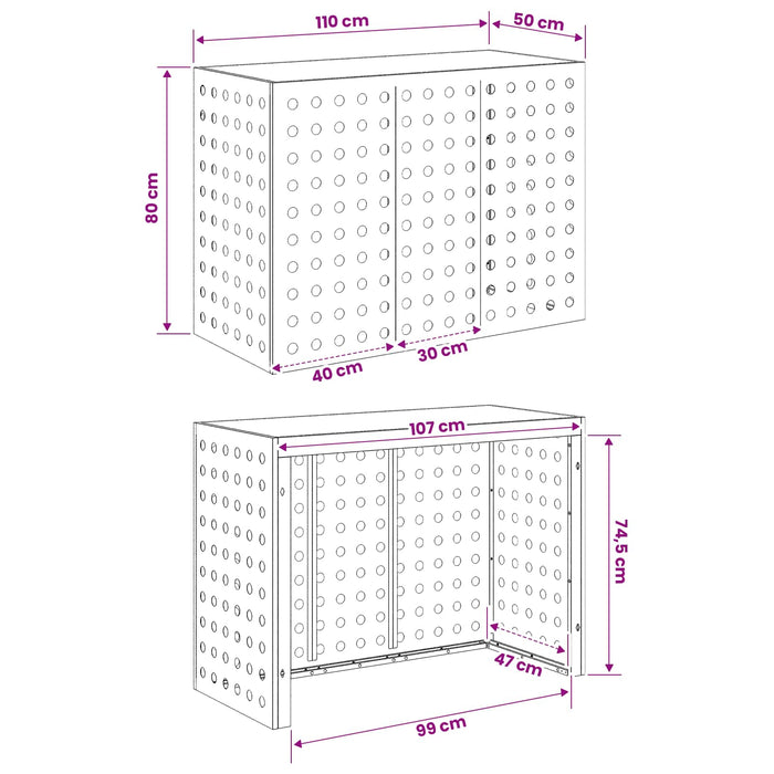 Husă pentru aer condiționat Negru 110 x 50 x 80 cm Oțel WALTI