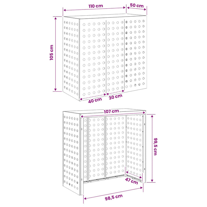 Husă pentru aer condiționat Negru 110 x 50 x 105 cm Oțel WALTI