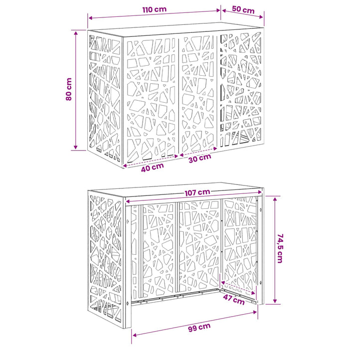 Husă pentru aer condiționat Negru 110 x 50 x 80 cm Oțel WALTI
