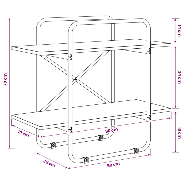 Raft pentru cărți 2 niveluri 80 x 35 x 70 cm PB WALTI