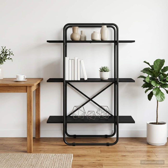 Raft pentru cărți 3 niveluri 60 x 35 x 105 cm PB Stejar Negru WALTI