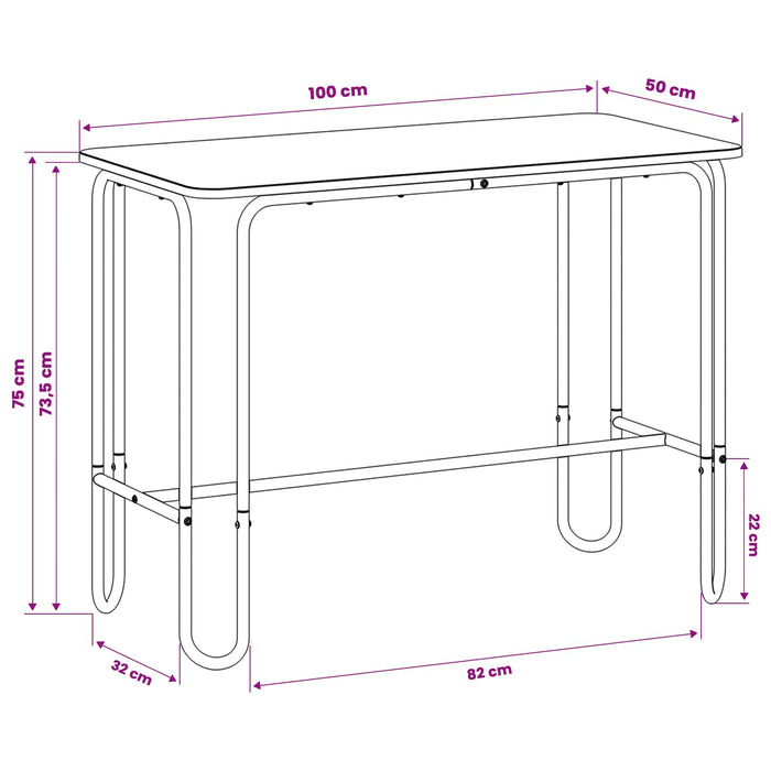 Masă de dining 100 x 50 x 75 cm Lemn prelucrat Lemn vechi WALTI