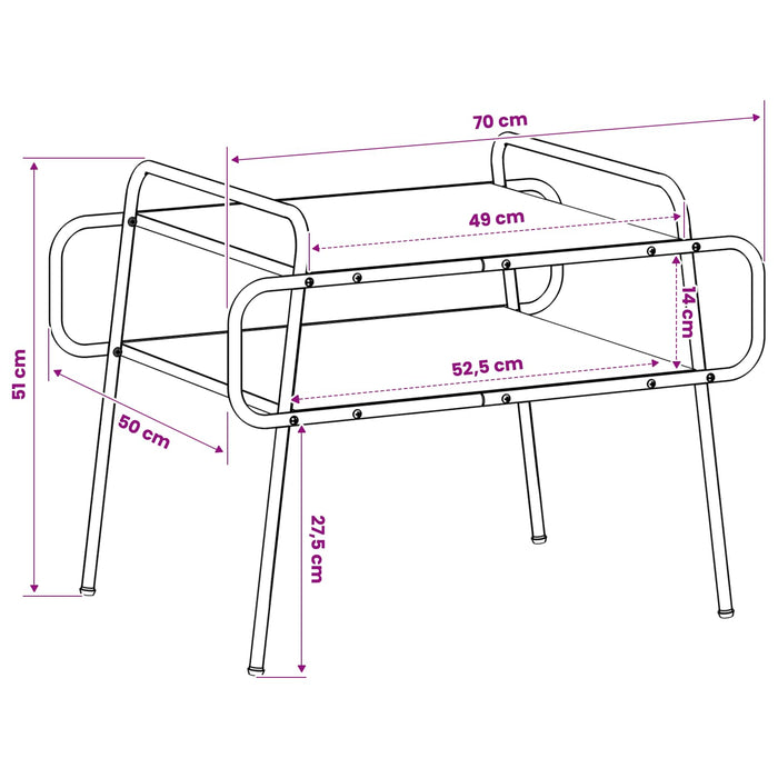 Masă de cafea Stejar Artizanal 70 x 50 x 51 cm Lemn prelucrat WALTI