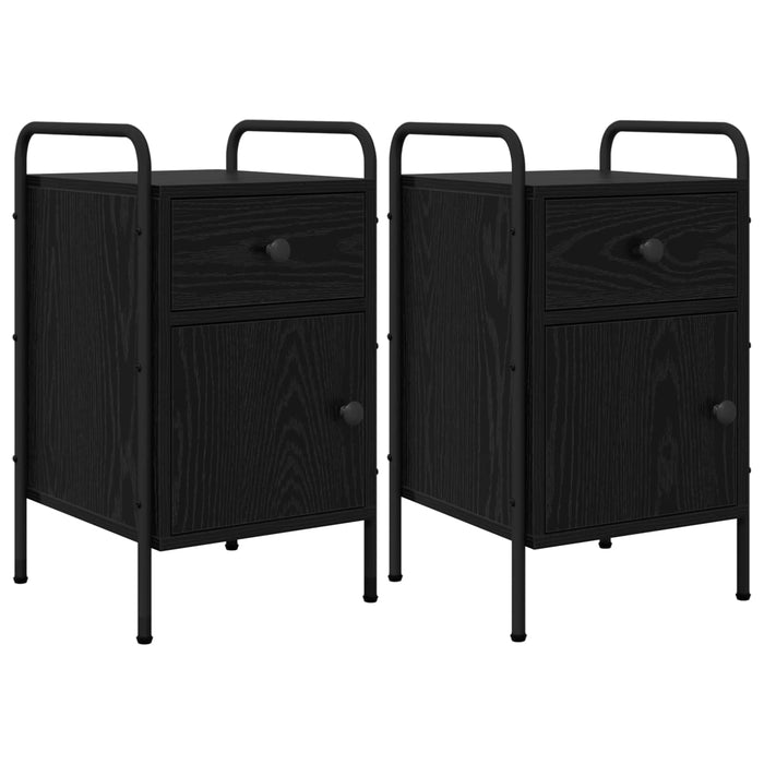 Dulap de noapte 2 buc. Stejar Negru 35 x 36,5 x 61 cm WALTI