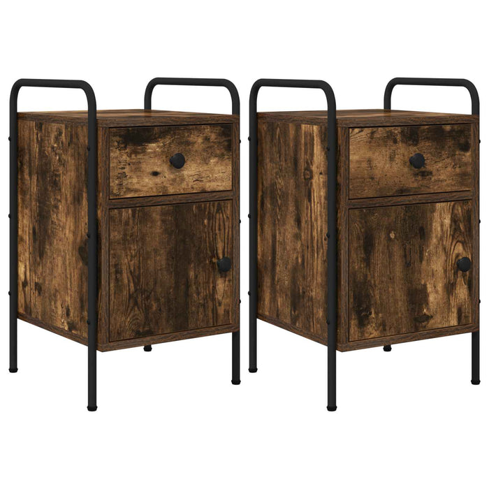 Dulap de noapte 2 buc. Stejar fumuriu 35 x 36,5 x 61 cm WALTI