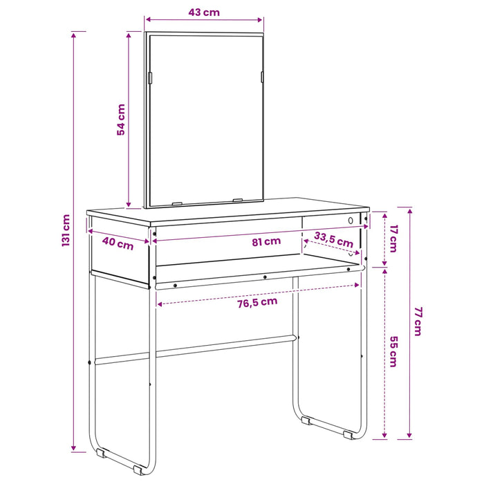 Masă de Machiaj Stejar fumuriu 81 x 40 x 131 cm Lemn prelucrat WALTI