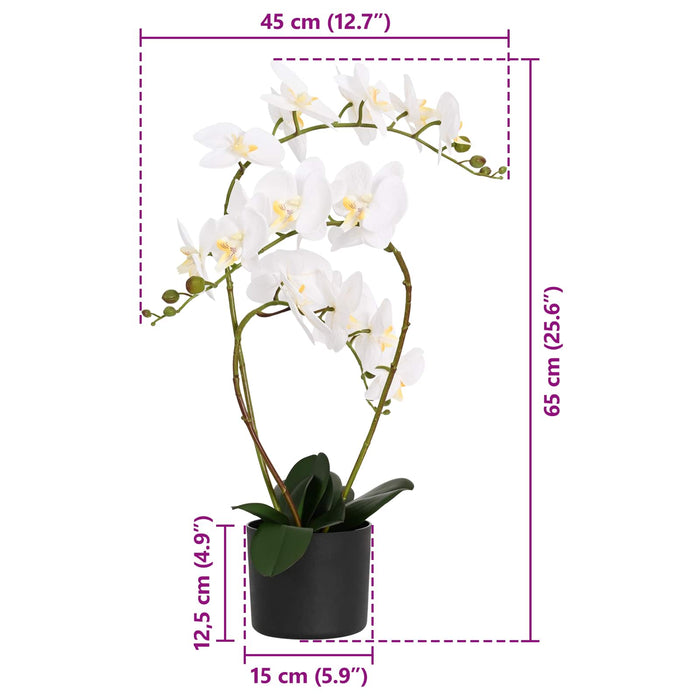 Plantă de orhidee artificială cu ghiveci Alb 45 x 15 x 65 cm - WALTI WALTI