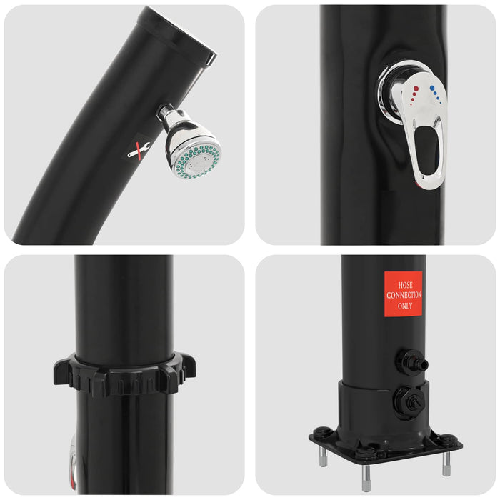 Duș solar cu cap de duș PVC, ABS, Aliaj de zinc Negru WALTI