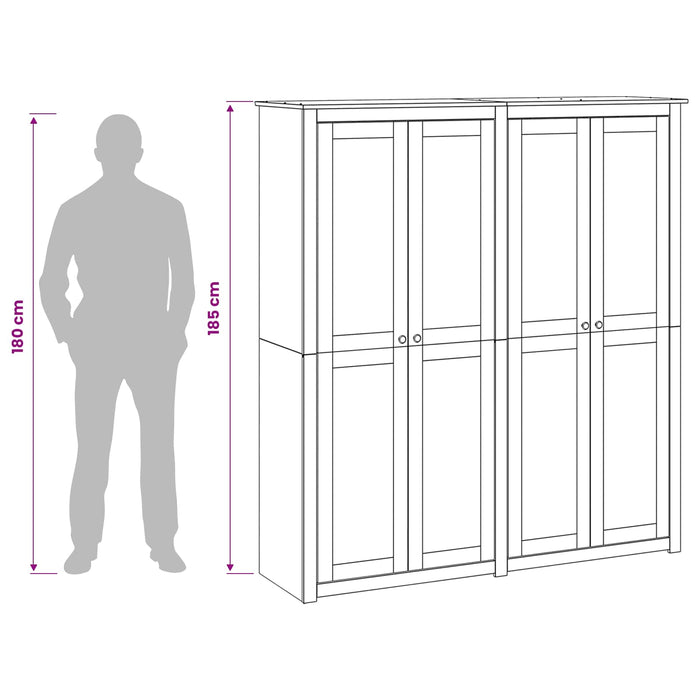 Dulap PANAMA Miere 169 x 50 x 185 cm Lemn masiv de pin WALTI