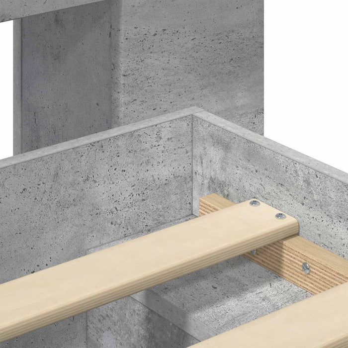 Cadru de pat cu depozitare Gri Beton 75 x 190 cm Lemn prelucrat - WALTI WALTI