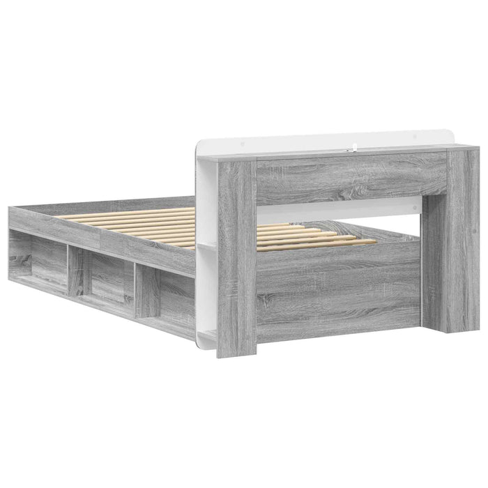 Cadru de pat cu depozitare cu headboard Sonoma gri 75 x 190 cm - WALTI WALTI