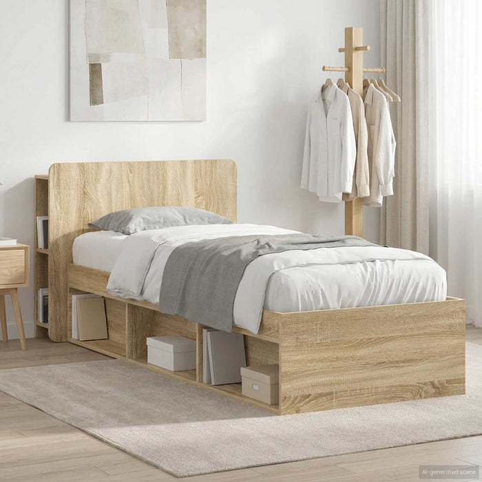 Cadru de pat cu depozitare Stejar Sonoma 75 x 190 cm - WALTI WALTI