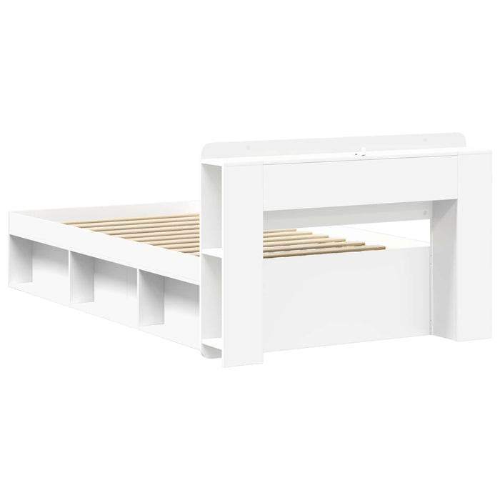 Cadru de pat cu depozitare Alb 80 x 200 cm Lemn prelucrat - WALTI WALTI