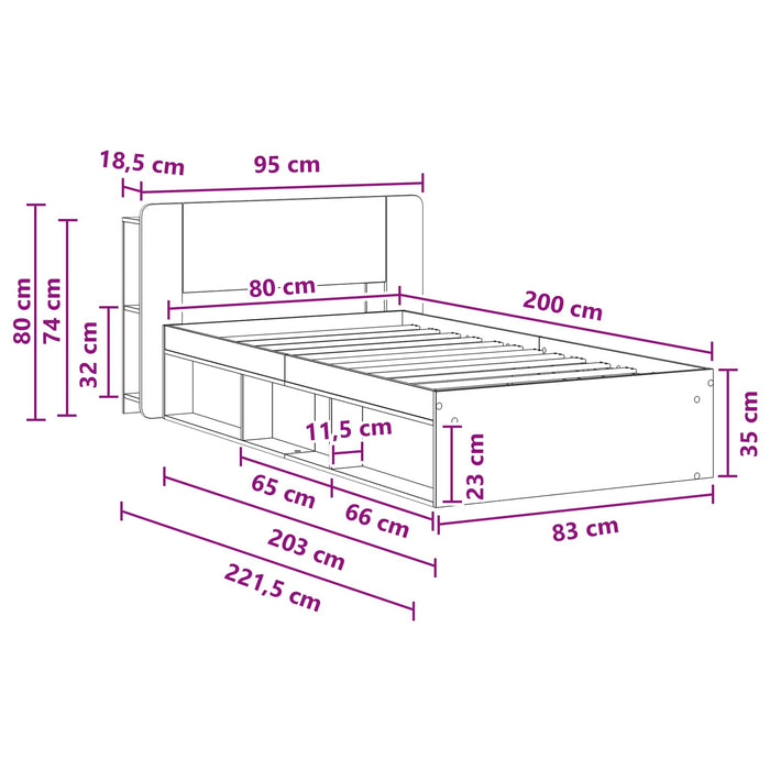 Cadru de pat cu depozitare Alb 80 x 200 cm Lemn prelucrat - WALTI WALTI