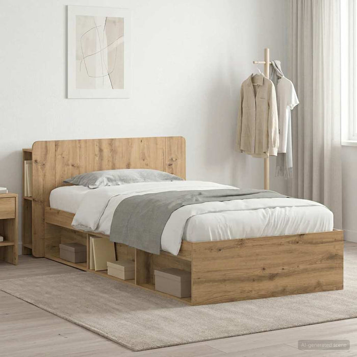 Cadru de pat cu depozitare Stejar Artizanal 90 x 190 cm - WALTI WALTI