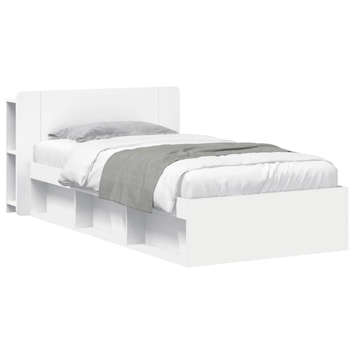 Cadru de pat cu depozitare Alb 90 x 190 cm Lemn prelucrat - WALTI WALTI