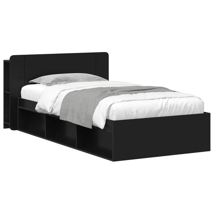 Cadru de pat cu depozitare Negru 100 x 200 cm Lemn prelucrat - WALTI WALTI