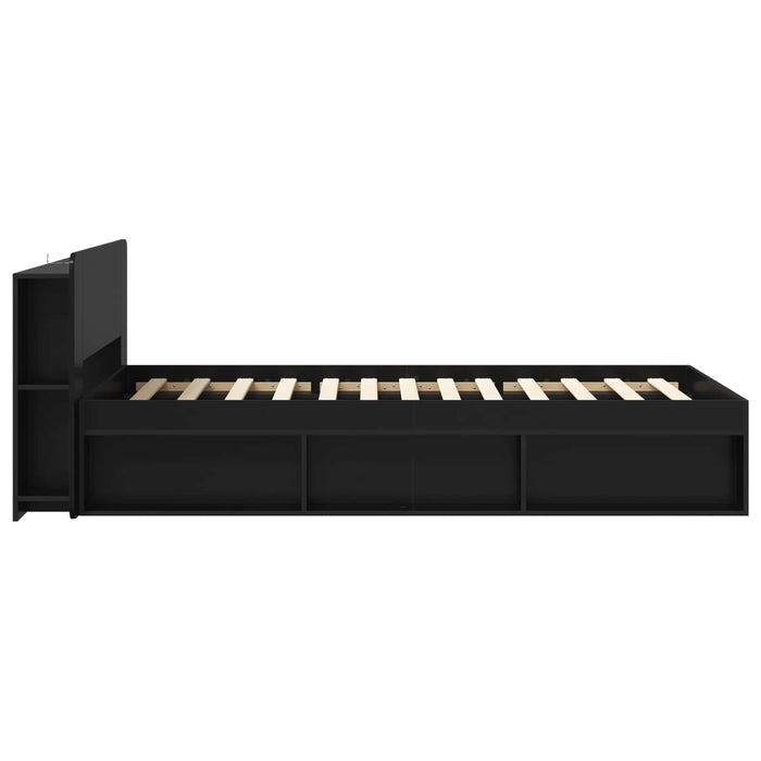 Cadru de pat cu depozitare Negru 100 x 200 cm Lemn prelucrat - WALTI WALTI