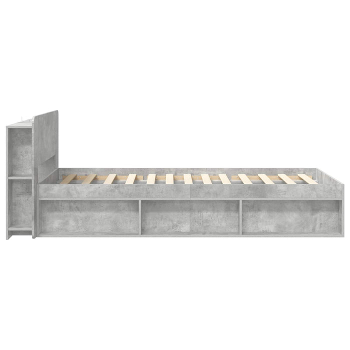 Cadru de pat cu depozitare cu headboard Gri Beton 100 x 200 cm - WALTI WALTI