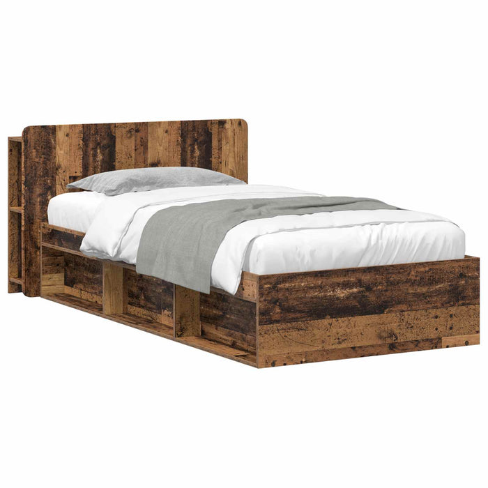 Cadru de pat cu depozitare cu headboard Lemn vechi 100 x 200 cm - WALTI WALTI