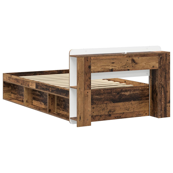 Cadru de pat cu depozitare cu headboard Lemn vechi 100 x 200 cm - WALTI WALTI