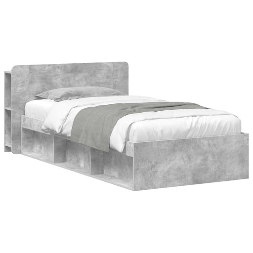 Cadru de pat cu depozitare Gri Beton 90 x 200 cm Lemn prelucrat - WALTI WALTI
