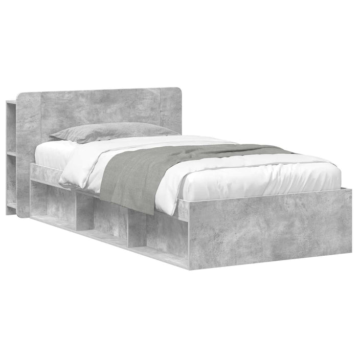 Cadru de pat cu depozitare Gri Beton 90 x 200 cm Lemn prelucrat - WALTI WALTI