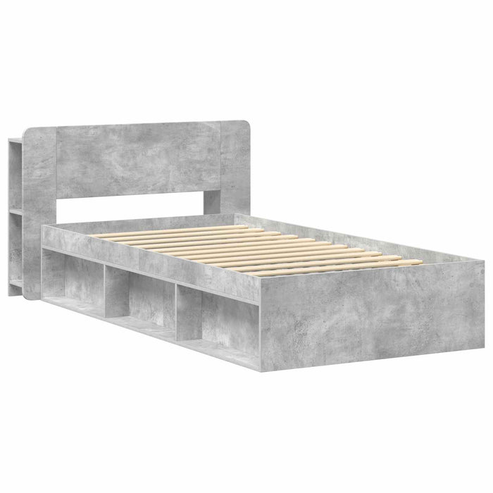 Cadru de pat cu depozitare Gri Beton 90 x 200 cm Lemn prelucrat - WALTI WALTI