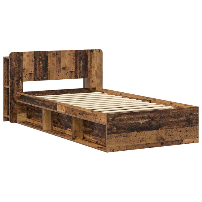 Cadru de pat cu depozitare cu headboard Lemn vechi 90 x 200 cm - WALTI WALTI