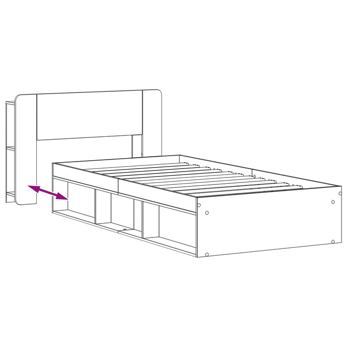Cadru de pat cu depozitare cu headboard Lemn vechi 90 x 200 cm - WALTI WALTI