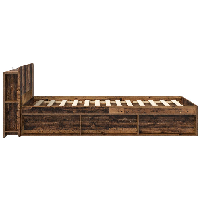 Cadru de pat cu depozitare cu headboard Lemn vechi 90 x 200 cm - WALTI WALTI