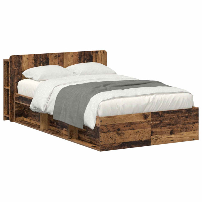 Cadru de pat cu depozitare cu headboard Lemn vechi 120 x 190 cm - WALTI WALTI