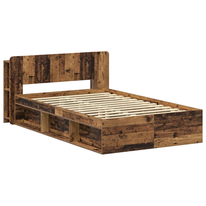 Cadru de pat cu depozitare cu headboard Lemn vechi 120 x 190 cm - WALTI WALTI