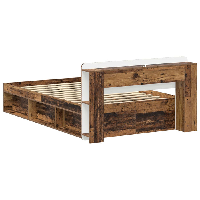 Cadru de pat cu depozitare cu headboard Lemn vechi 120 x 190 cm - WALTI WALTI