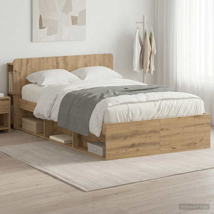 Cadru de pat cu depozitare Stejar Artizanal 120 x 200 cm - WALTI WALTI