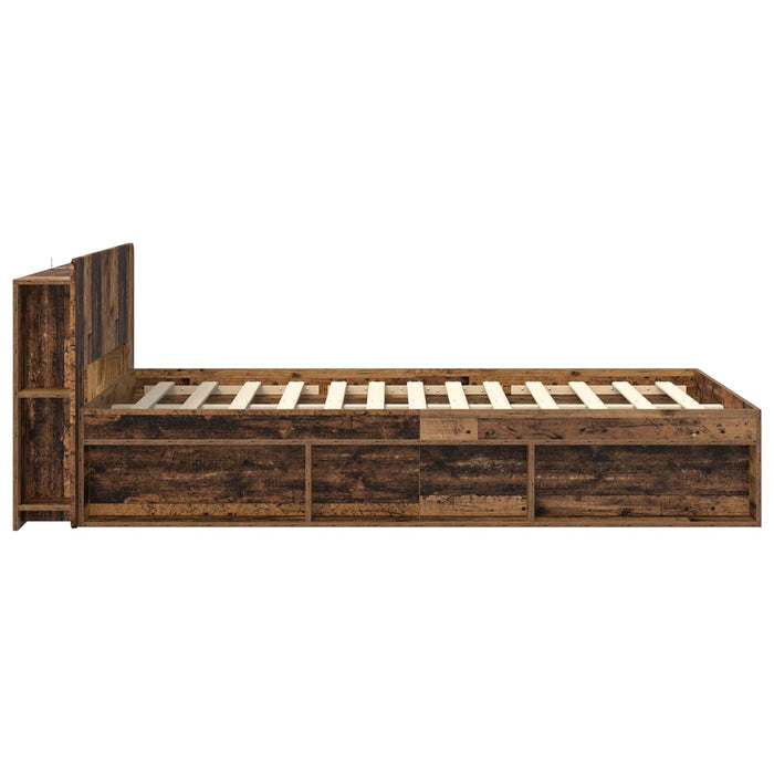 Cadru de pat cu depozitare cu headboard Lemn vechi 120 x 200 cm - WALTI WALTI
