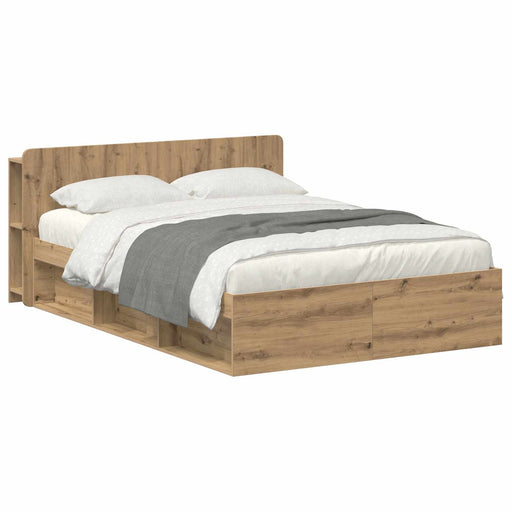 Cadru de pat cu depozitare Stejar Artizanal 135 x 190 cm - WALTI WALTI