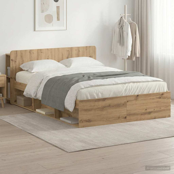 Cadru de pat cu depozitare Stejar Artizanal 140 x 190 cm - WALTI WALTI