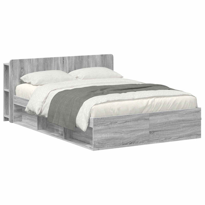 Cadru de pat cu depozitare cu headboard Sonoma gri 140 x 190 cm - WALTI WALTI