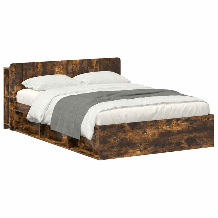 Cadru de pat cu depozitare Stejar fumuriu 140 x 190 cm - WALTI WALTI