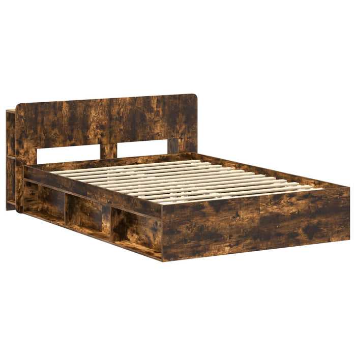 Cadru de pat cu depozitare Stejar fumuriu 140 x 190 cm - WALTI WALTI