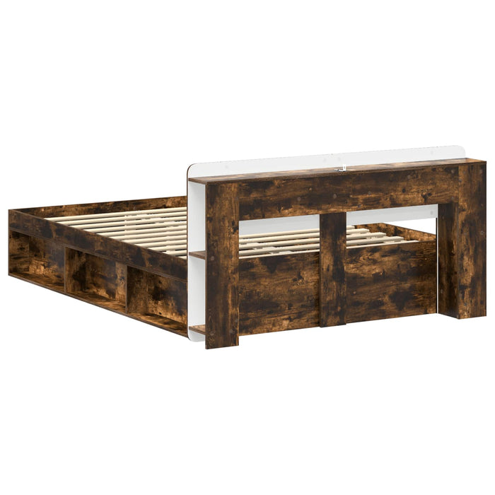 Cadru de pat cu depozitare Stejar fumuriu 140 x 190 cm - WALTI WALTI