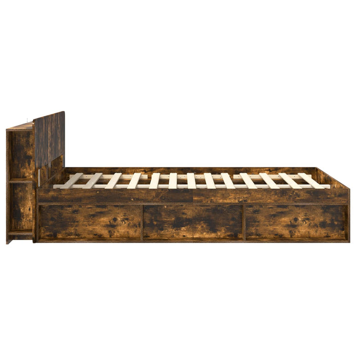 Cadru de pat cu depozitare Stejar fumuriu 140 x 190 cm - WALTI WALTI