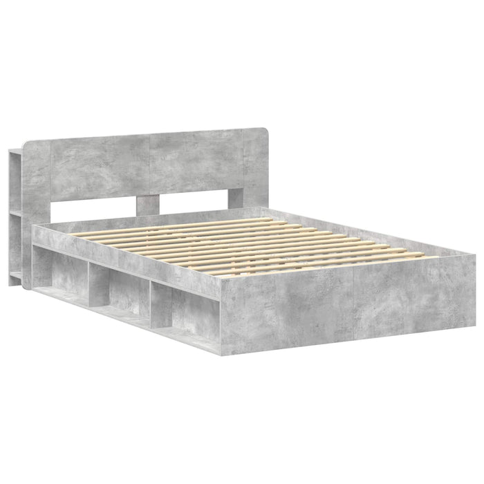 Cadru de pat cu depozitare cu headboard Gri Beton 140 x 200 cm - WALTI WALTI