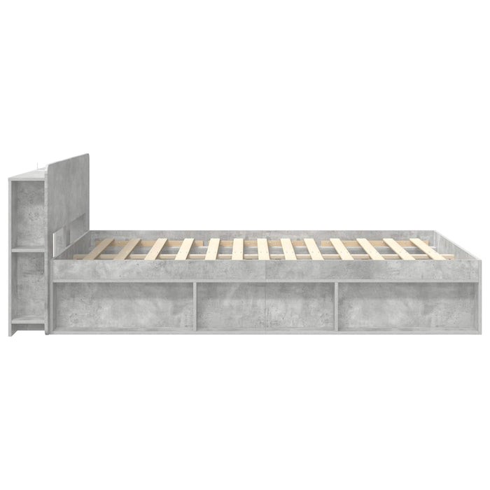 Cadru de pat cu depozitare cu headboard Gri Beton 140 x 200 cm - WALTI WALTI