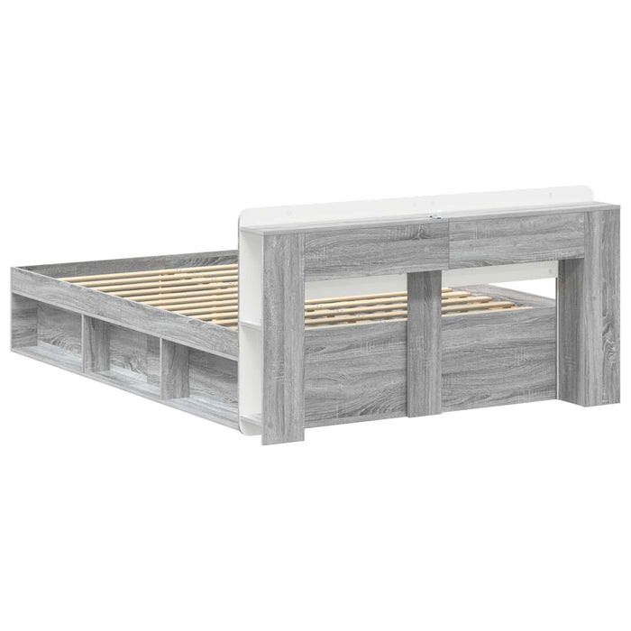 Cadru de pat cu depozitare cu headboard Sonoma gri 140 x 200 cm - WALTI WALTI