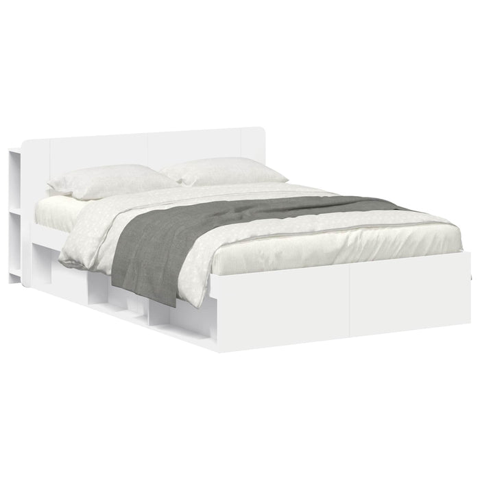 Cadru de pat cu depozitare Alb 140 x 200 cm Lemn prelucrat - WALTI WALTI
