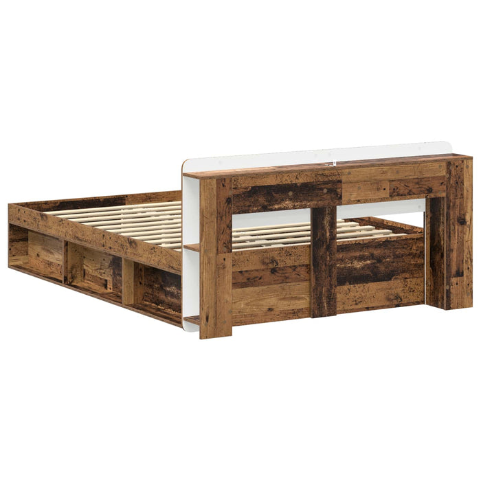 Cadru de pat cu depozitare cu headboard Lemn vechi 150 x 200 cm - WALTI WALTI